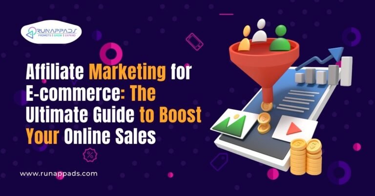 3D illustration of affiliate marketing funnel showing users converting into sales, with the title 'Affiliate Marketing for E-commerce: The Ultimate Guide to Boost Your Online Sales'.